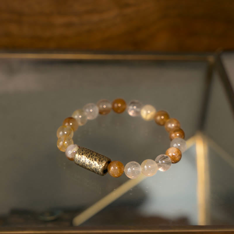 White Crystal Red Hematoid Quartz Gold Rutilated Quartz Purple Phantom Protection Bracelet - Image 16