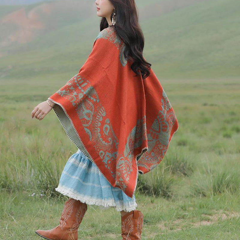 Tibetan Shawl Simple Pattern Winter Cozy Travel Scarf Wrap - Image 15