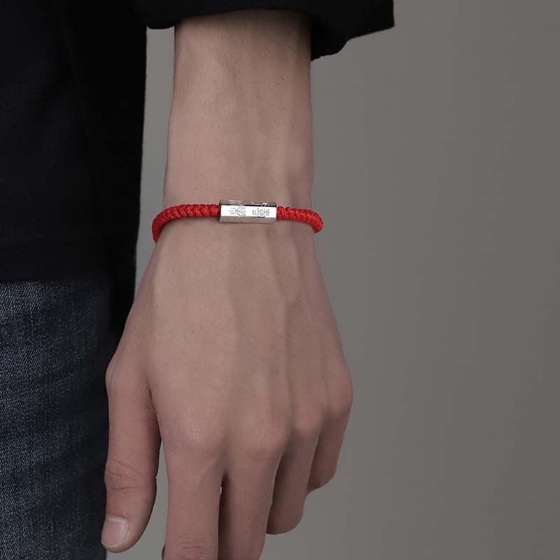 925 Sterling Silver Letter Engraving Blessing String Bracelet - Image 4