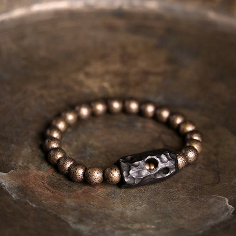 Tibet Ebony Wood Copper Peace Balance Beaded Bracelet - Image 8