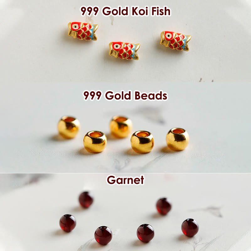 999 Gold Koi Fish Natural Garnet Protection Bracelet - Image 8