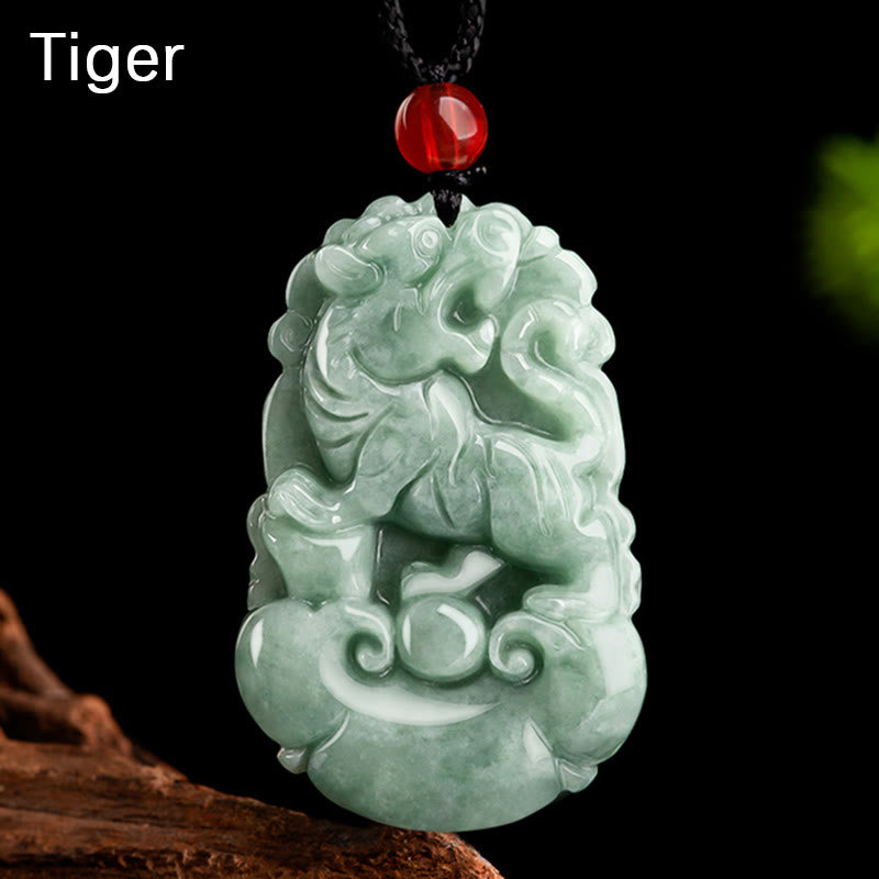 Natural Green Jade 12 Chinese Zodiac Luck Prosperity Necklace Pendant - Image 13