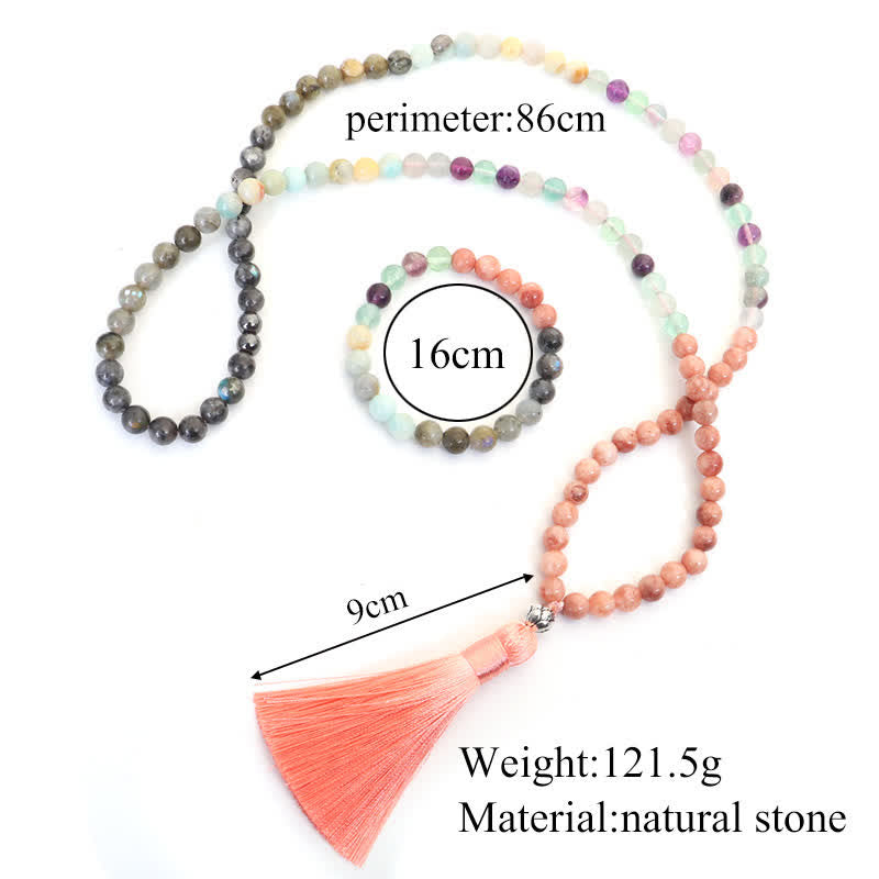 108 Mala Beads Fluorite Black Glitter Stone Protection Tassel Bracelet (Extra 30% Off | USE CODE: FS30) - Image 19