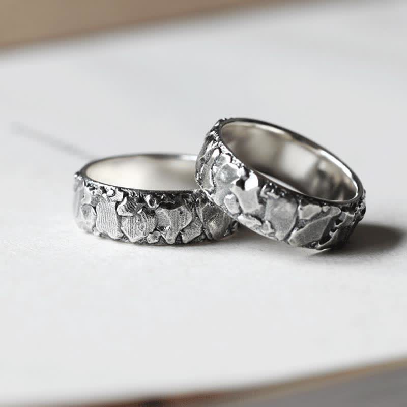 Rock Pattern Luck Blessing Copper Ring - Image 8