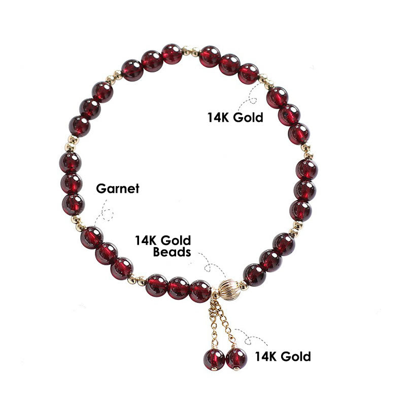 14K Gold Plated Alloy Natural Garnet Calm Bracelet - Image 10