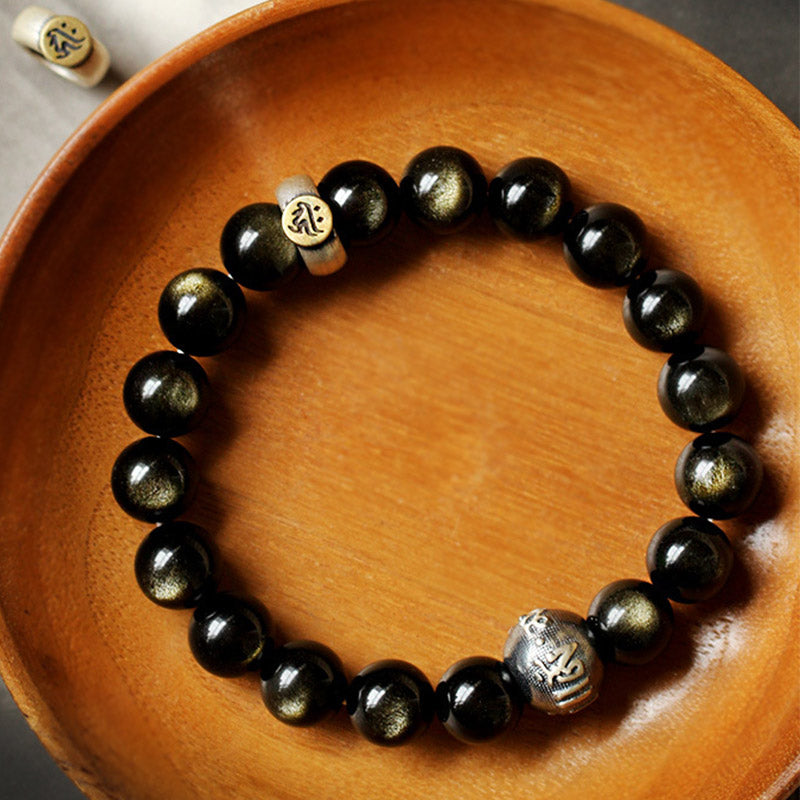 Chinese Zodiac Natal Buddha Obsidian Purification Bracelet - Image 3