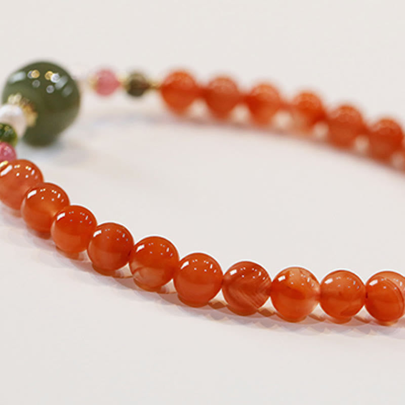 Natural Red Agate Hetian Jade Bead Confidence Calm Bracelet - Image 6