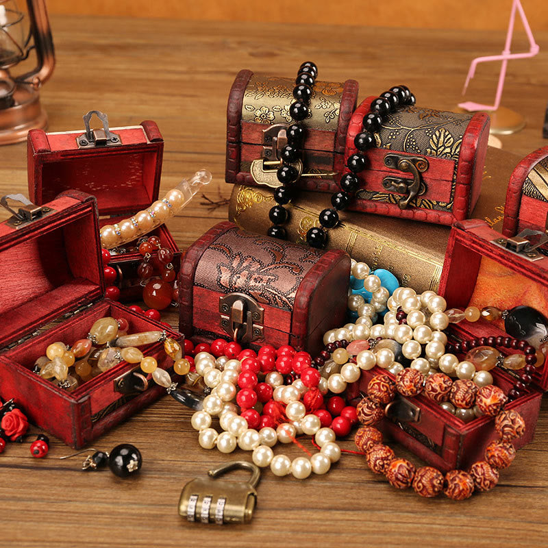 Retro Small Wood Jewelry Box Lotus Golden Grape Copper Coin Daffodil Grass Flower Jewelry Storage Box - Image 13