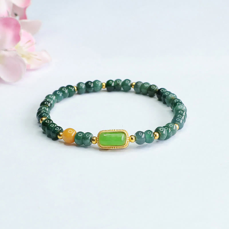 Natural Green Jade Topaz Luck Bracelet