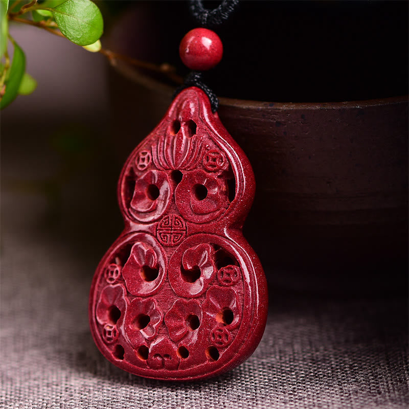 Laughing Buddha Yin Yang Chinese Zodiac Gourd Natural Cinnabar Blessing Necklace Pendant - Image 23
