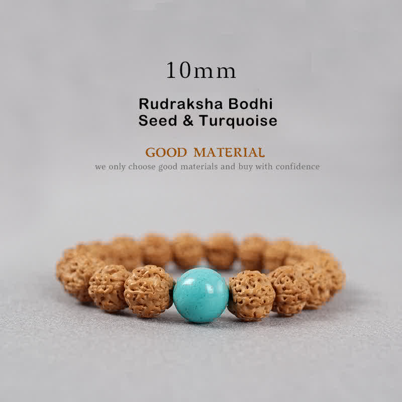 Tibet Rudraksha Bodhi Seed Dzi Bead Amber Turquoise Wealth Bracelet - Image 14