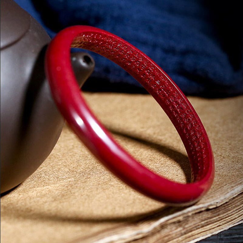 Cinnabar Heart Sutra Engraving Blessing Bangle Bracelet