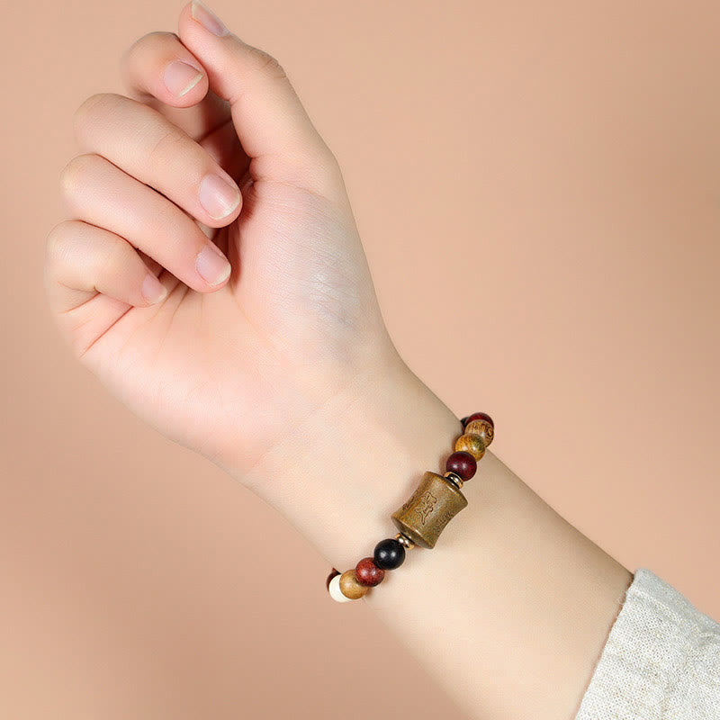 Tibet Multicolored Sandalwood Om Mani Padme Hum Protection Bracelet - Image 5