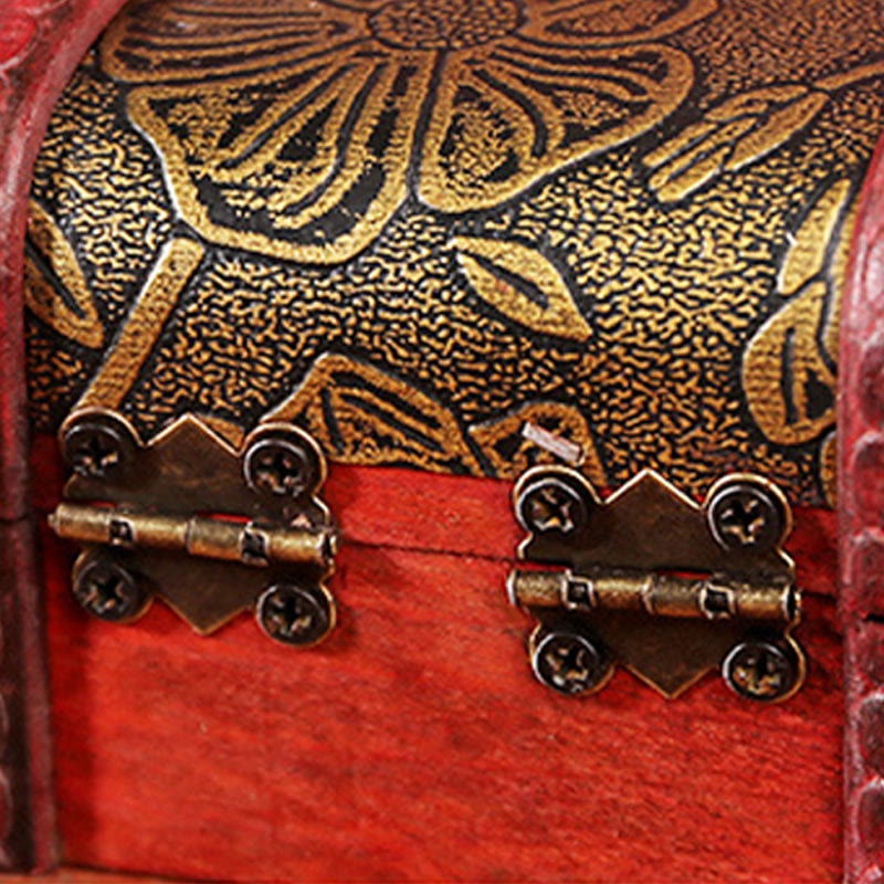 Retro Small Wood Jewelry Box Lotus Golden Grape Copper Coin Daffodil Grass Flower Jewelry Storage Box - Image 5