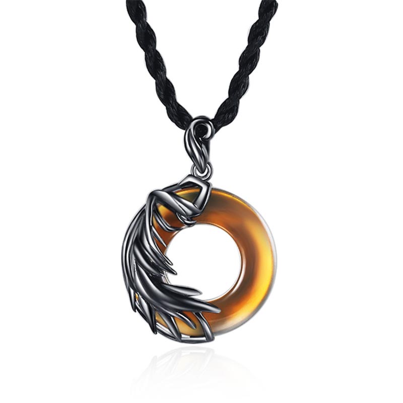 Obsidian Chalcedony Meditation Round Pendant Necklace - Image 3