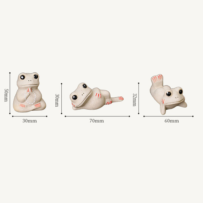Mini Small Praying Frog Ceramic Wealth Prosperity Home Tea Pet Figurine Decoration - Image 8