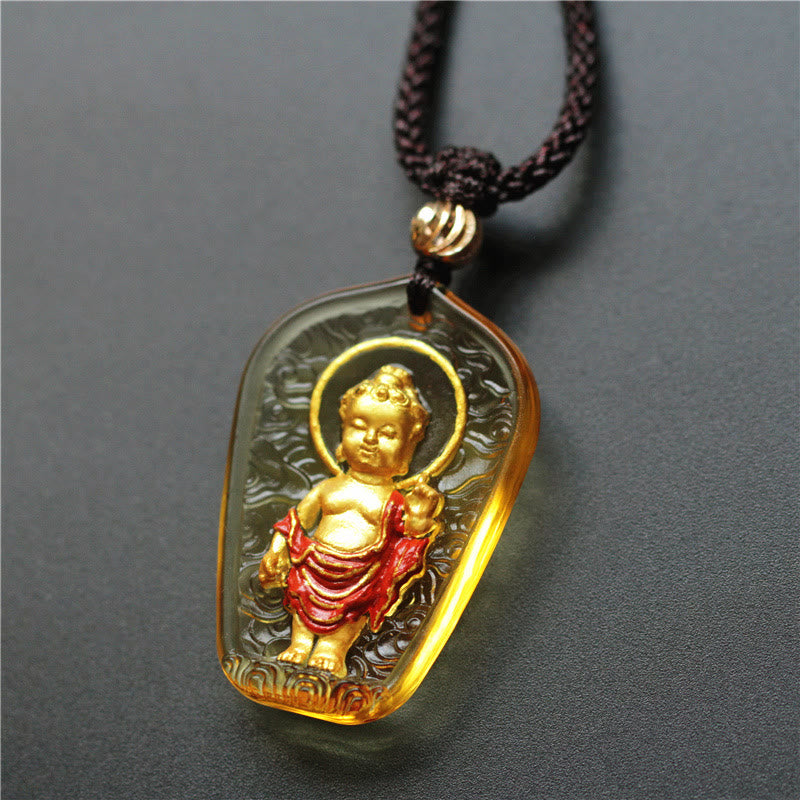 Tibetan Buddha Liuli Crystal Serenity Necklace Pendant