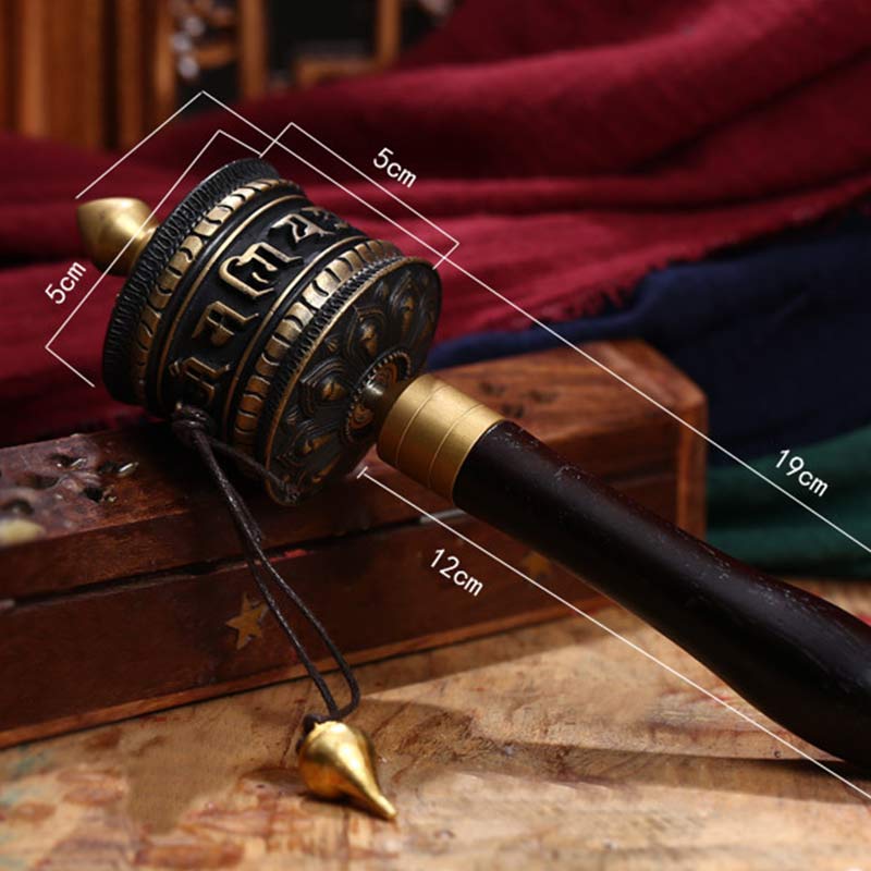 Tibetan Prayer Wheel Six True Words Copper Meditation Decoration - Image 8