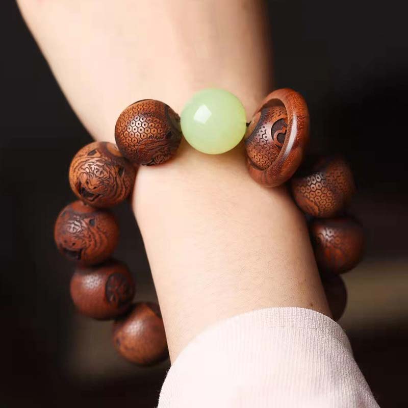 Tibetan Rosewood Engraving Tiger Protection Bracelet - Image 4