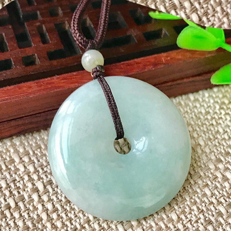 Round Jade String Luck Necklace Pendant - Image 4