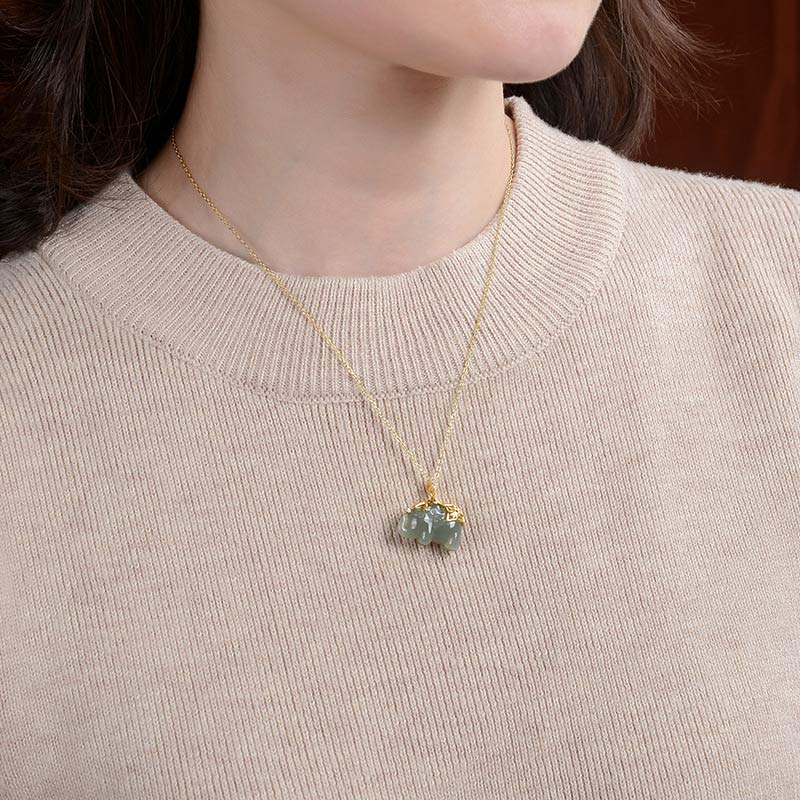 925 Sterling Silver Jade Elephant Blessing Fortune Necklace Chain Pendant - Image 3