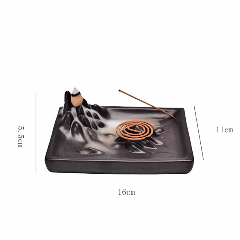Mountains Flowing Water Ceramic Blessing Backflow Incense Burner - Image 9