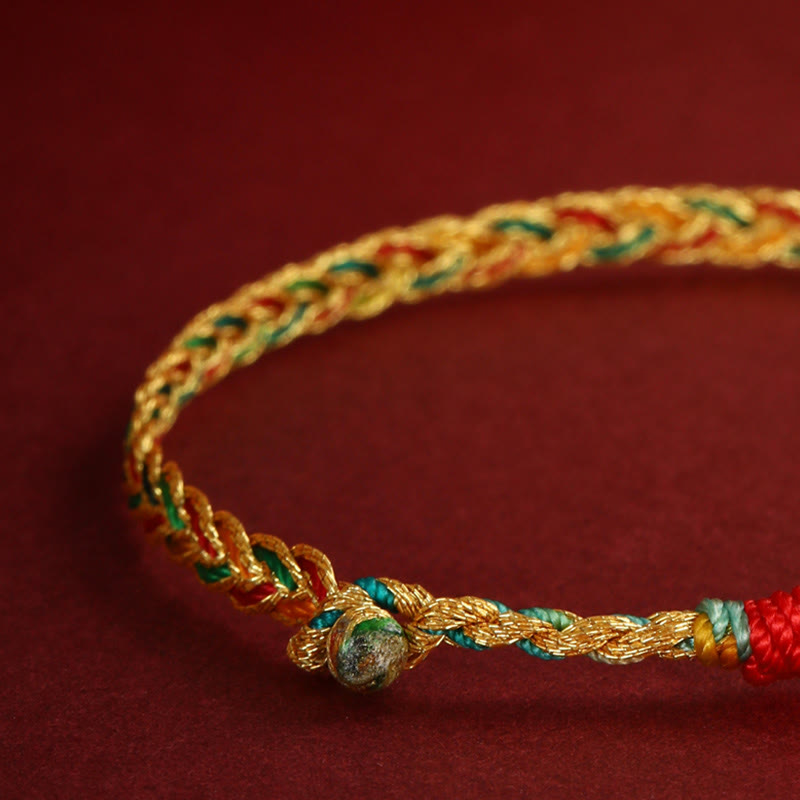 Year of the Dragon Handmade Colorful Dragon Carved Success Braided Bracelet - Image 7