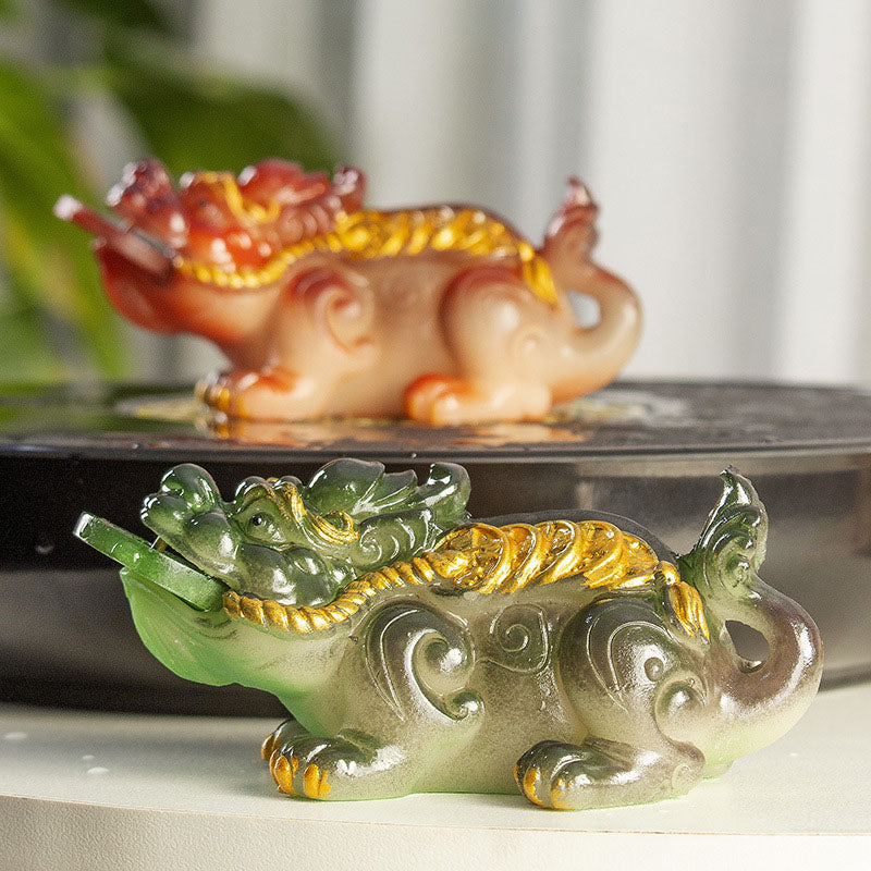 Color Changing Small PiXiu Copper Coins Resin Tea Pet Wealth Home Figurine Decoration