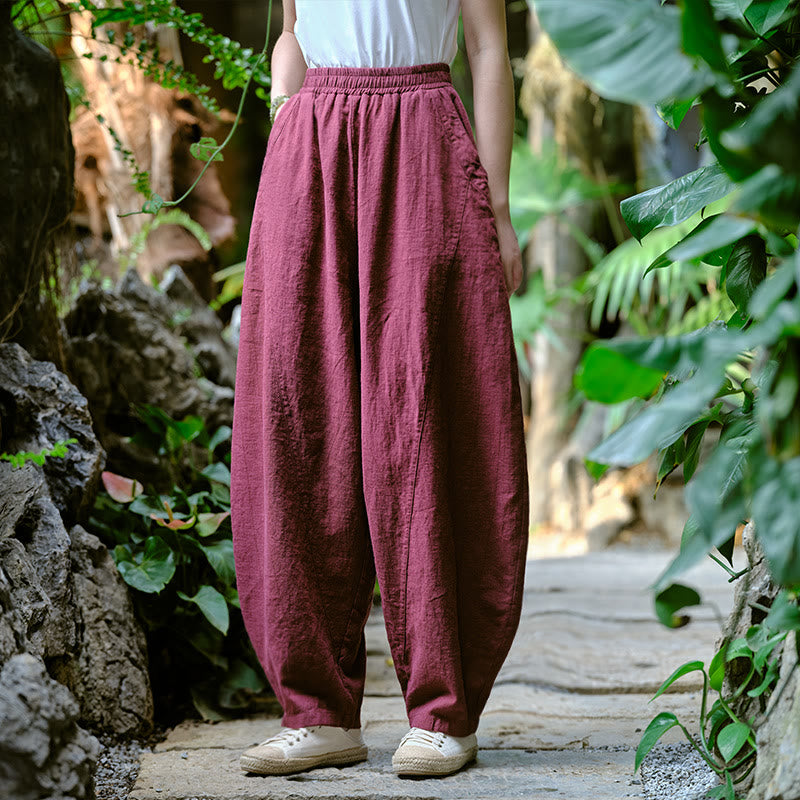 Solid Color Loose Yoga Harem Pants With Pockets - Image 40