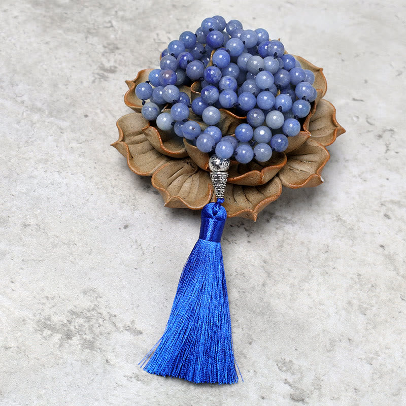 108 Mala Blue Aventurine Beads Yoga Meditation Prayer Beads Necklace - Image 5