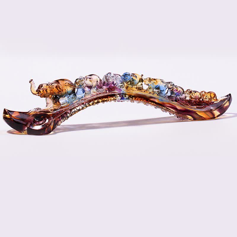 Handmade Liuli Crystal Ruyi Elephant Art Piece Home Decoration With Crystal Base - Image 10