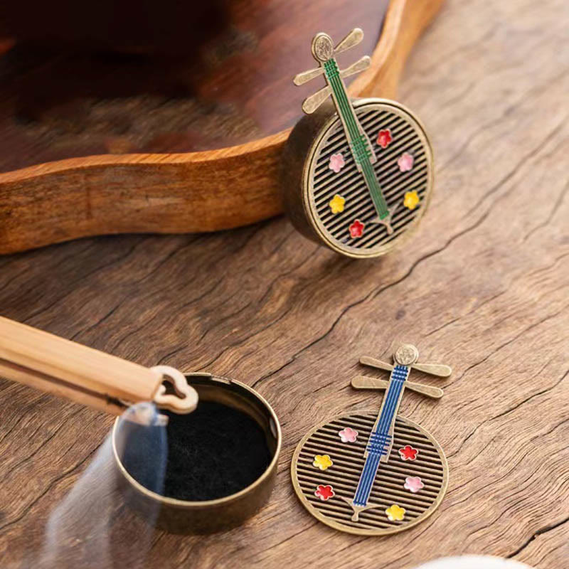 Small Mini Gourd Fan Pipa Copper Alloy Incense Burner Decoration With Incense - Image 11