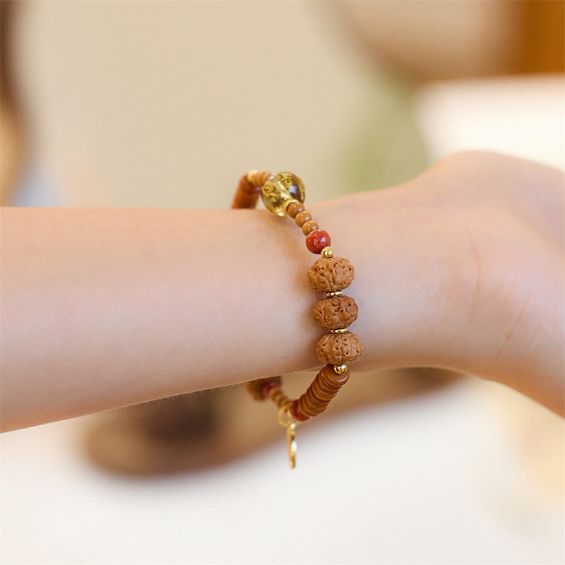 Tibetan Bodhi Seed Black Onyx Smoky Quartz Om Mani Padme Hum Fu Character Wealth Bracelet - Image 7