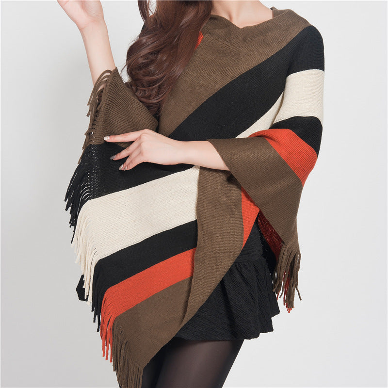 Tibetan Colorful Striped Design Shawl Tassels Pullover Winter Cozy Travel Scarf Wrap - Image 25