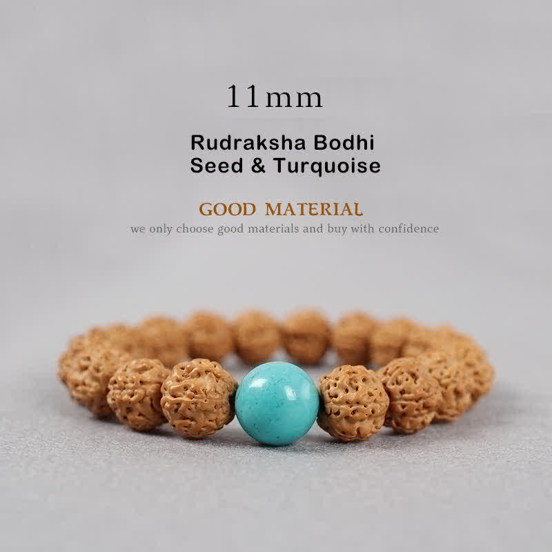 Tibet Rudraksha Bodhi Seed Dzi Bead Amber Turquoise Wealth Bracelet - Image 20