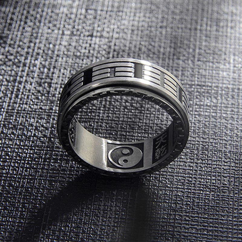 Bagua Yin Yang Titanium Steel Balance Rotatable Ring - Image 13