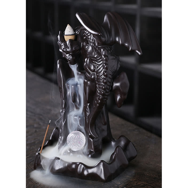 Nordic Dragon Ceramic Backflow Smoke Fountain Meditation Healing Incense Burner Led Ball Decoration - Image 8