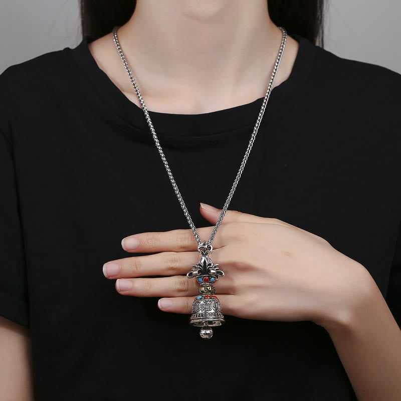 Tibetan Om Mani Padme Hum Dorje Vajra Bell Strength Necklace Pendant - Image 5