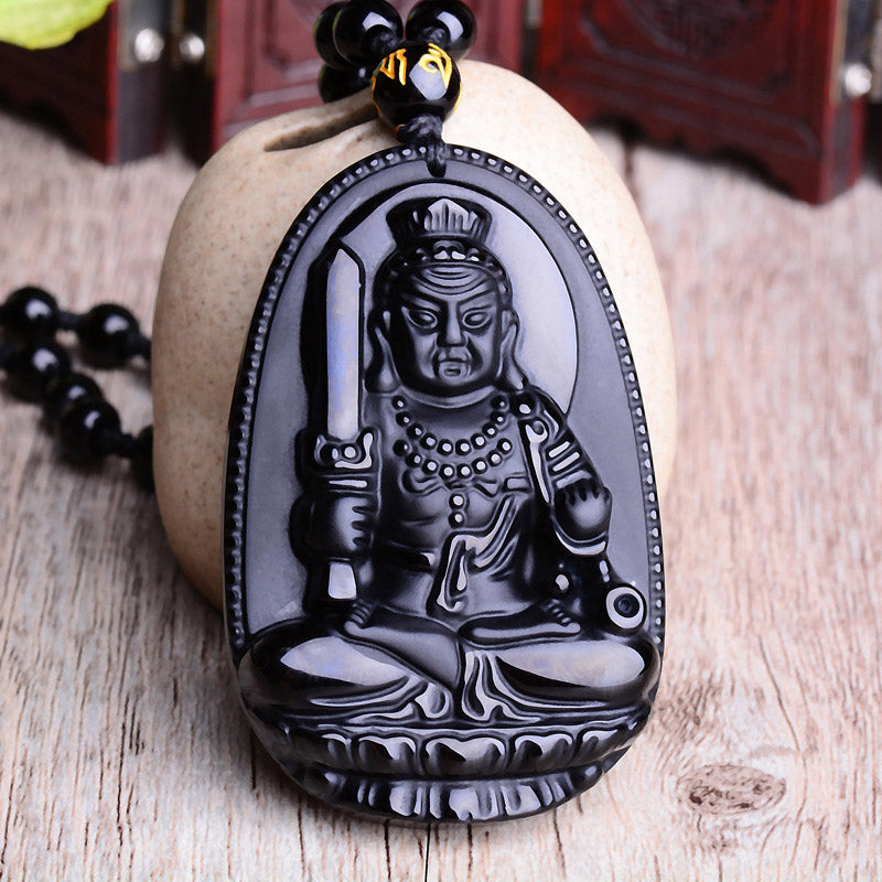 Chinese Zodiac Obsidian Buddha Amulet Protection Pendant Necklace - Image 7