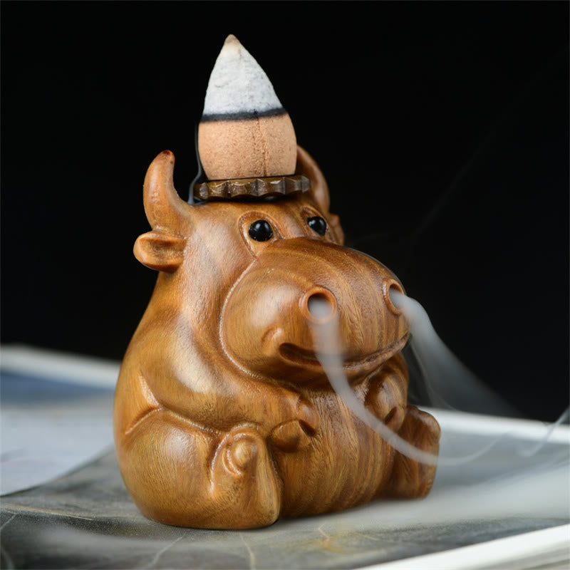 Green Sandalwood Cute Calf Pattern Meditation Backflow Incense Burner Decoration