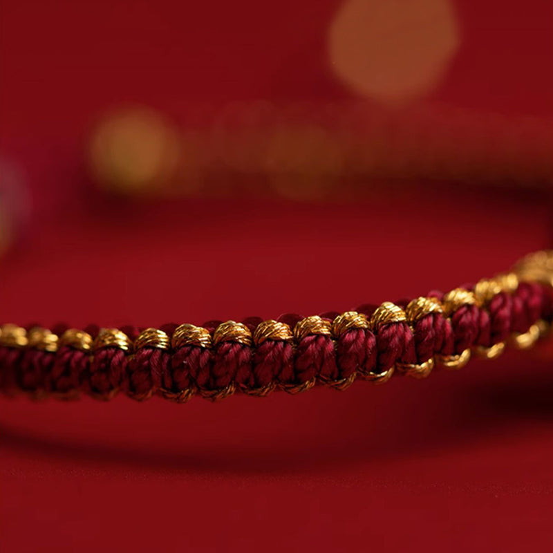 Natural Cinnabar Peace Buckle Fu Character Charm Blessing Braided Bracelet - Image 7