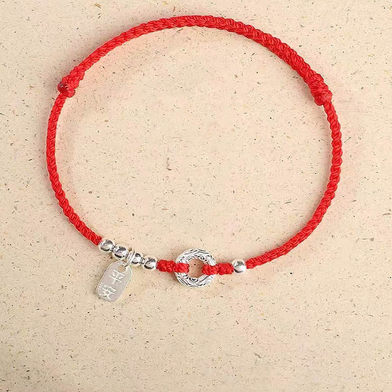 925 Sterling Silver Auspicious Clouds Peace Buckle Safe And Sound Bracelet Anklet - Image 15