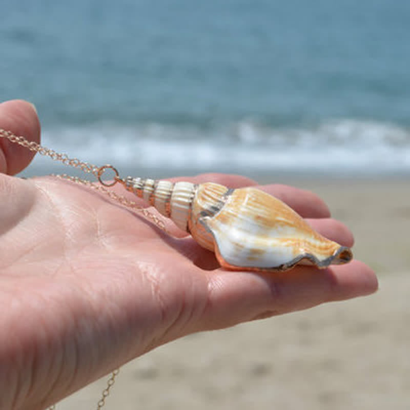 Natural Shankha Conch Shell Seashell Lucky Necklace Pendant - Image 3