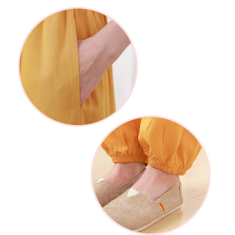 2Pcs Half Sleeve T-Shirt Pants Meditation Zen Tai Chi Cotton Linen Clothing Unisex Set - Image 10