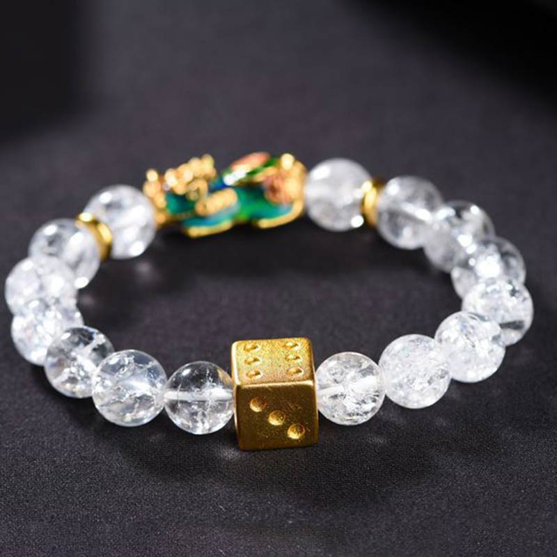 Color-Changing Pixiu White Crystal Dice Wealth Bracelet - Image 4