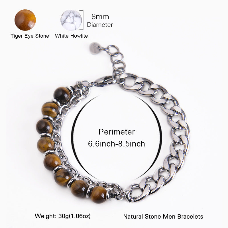 Tiger Eye Picasso Jasper Frosted Stone Strength Bracelet - Image 6