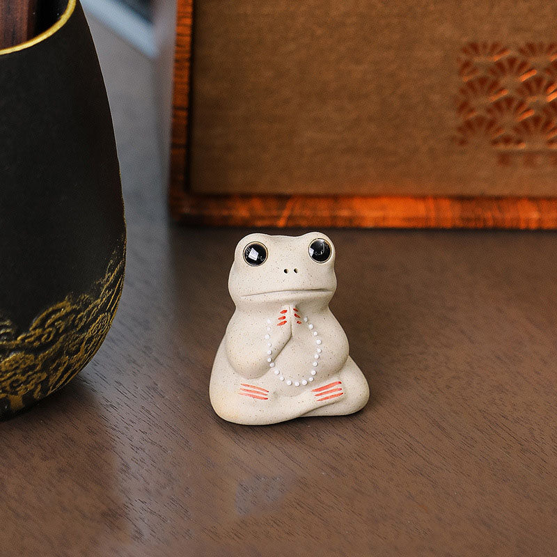 Mini Small Praying Frog Ceramic Wealth Prosperity Home Tea Pet Figurine Decoration - Image 5