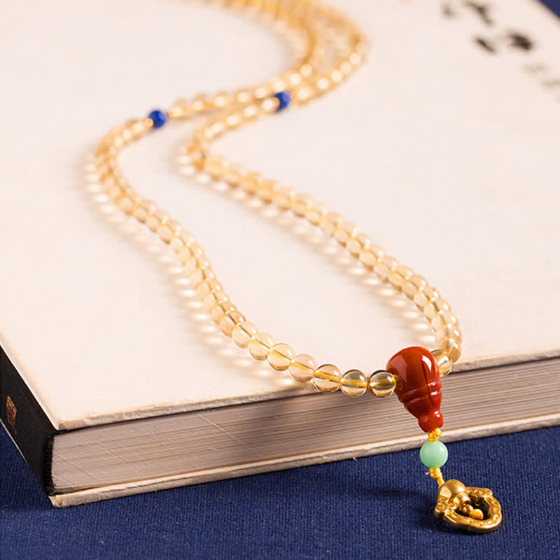 925 Sterling Silver 108 Mala Beads Natural Citrine Red Agate Amber Pleasure Charm Bracelet - Image 11