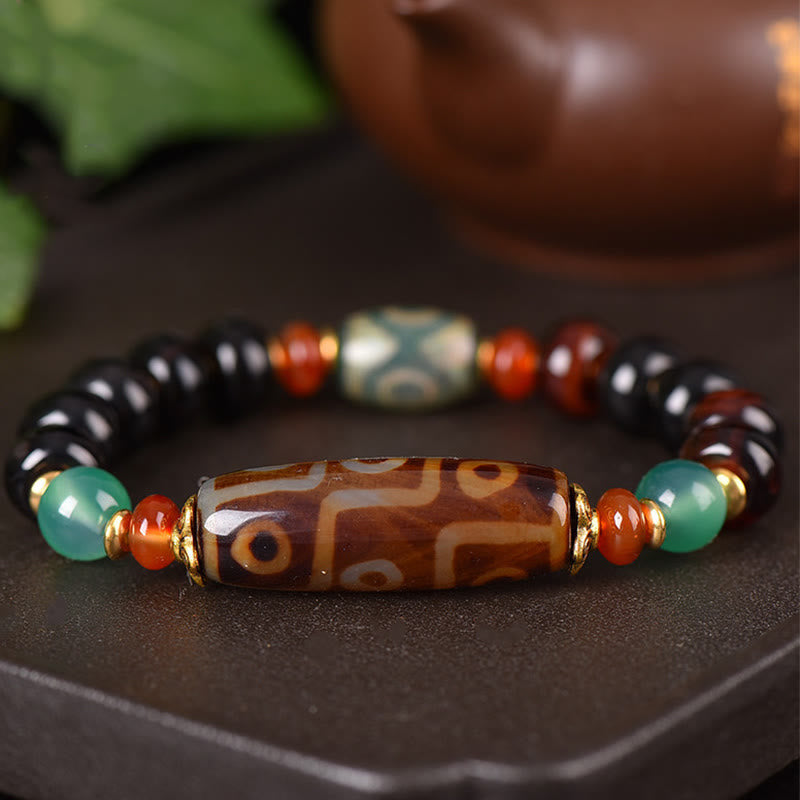 Tibetan Natural Nine-Eye Dzi Bead Three-eyed Dzi Bead Protection Bracelet