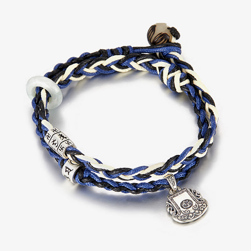 925 Sterling Silver Om Mani Padme Hum Swastika Handmade Protection Bracelet - Image 4